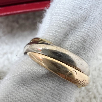 Cartier Trinity Ring, Small Model in 18K Yellow Gold, White Gold and Rose Gold Sz 50