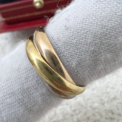 Cartier Trinity Ring, Small Model in 18K Yellow Gold, White Gold and Rose Gold Sz 50