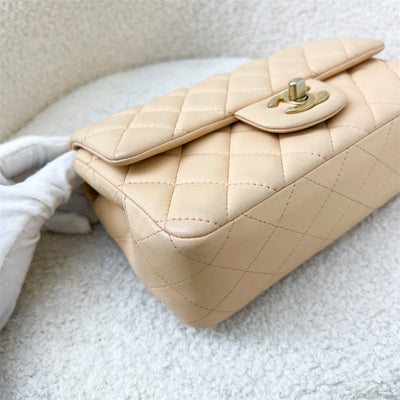 Chanel Classic Mini Rectangle Flap in Beige Stiff Lambskin AGHW