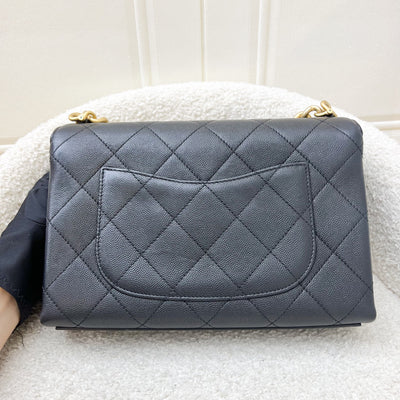 Chanel Bracelet Handle Small Flap in Black Caviar and AGHW