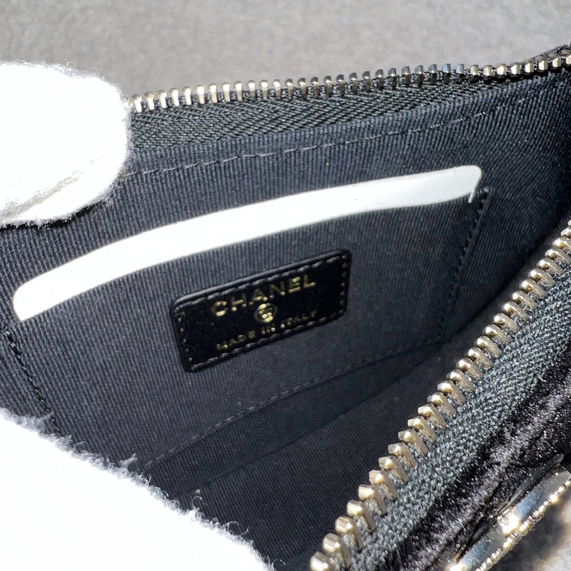 Chanel VIP Gift Crossbody Bag with Crystal Studded CC Logo in Black Velvet and LGHW