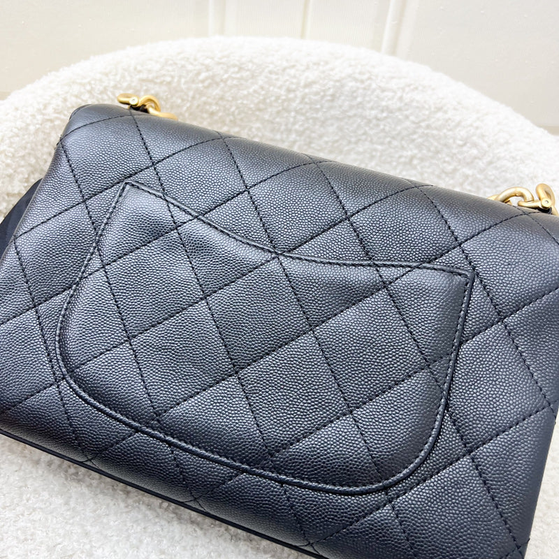 Chanel Bracelet Handle Small Flap in Black Caviar and AGHW
