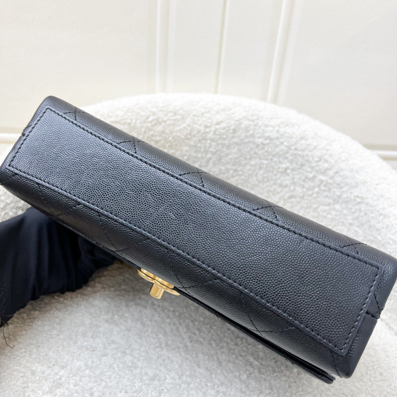 Chanel Bracelet Handle Small Flap in Black Caviar and AGHW