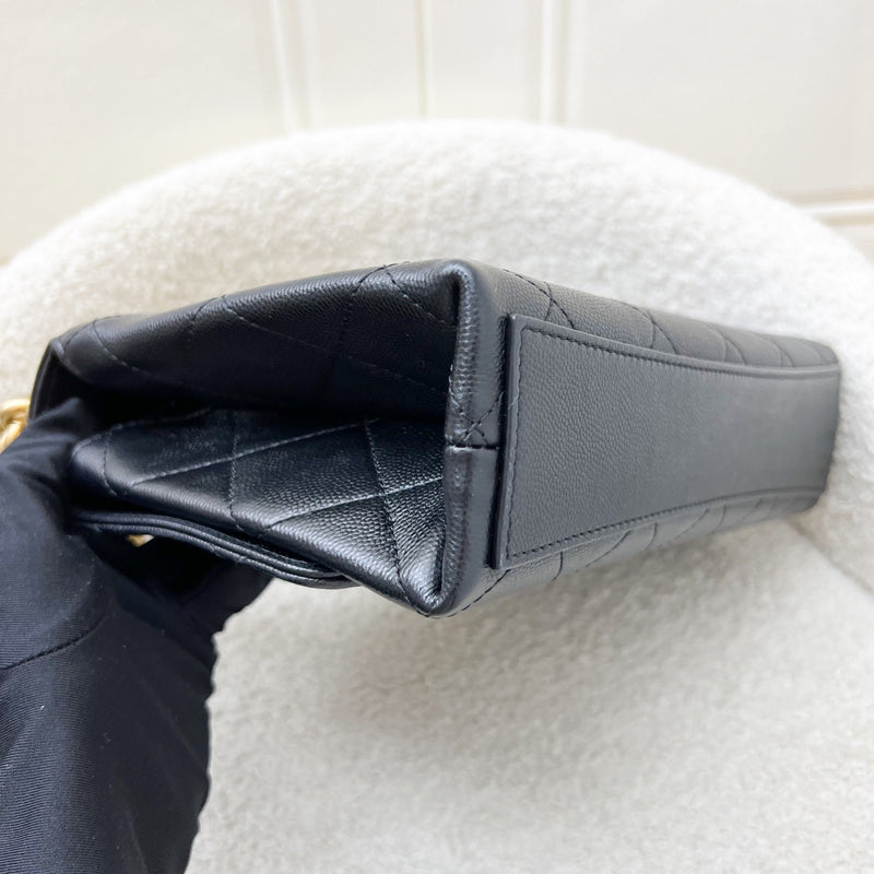 Chanel Bracelet Handle Small Flap in Black Caviar and AGHW