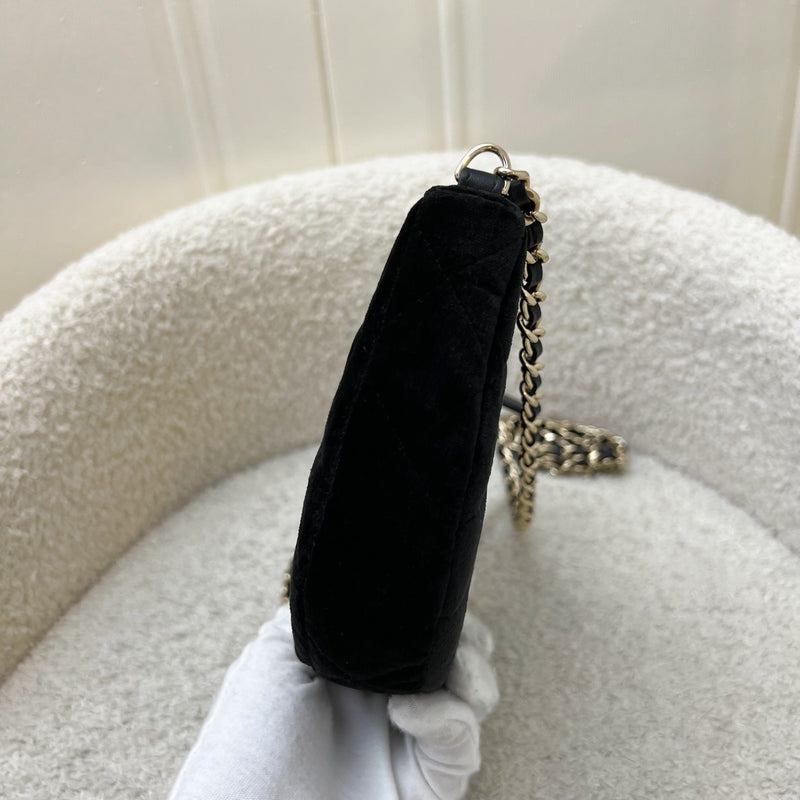 Chanel VIP Gift Crossbody Bag with Crystal Studded CC Logo in Black Velvet and LGHW