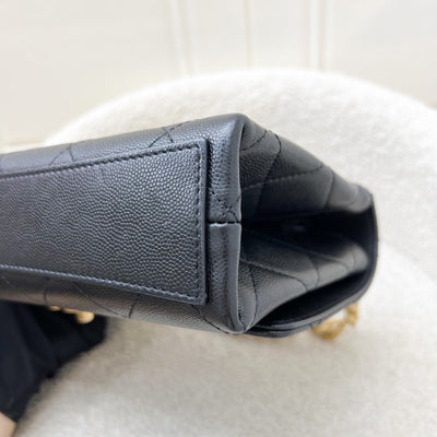 Chanel Bracelet Handle Small Flap in Black Caviar and AGHW