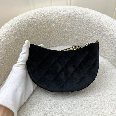 Chanel VIP Gift Crossbody Bag with Crystal Studded CC Logo in Black Velvet and LGHW