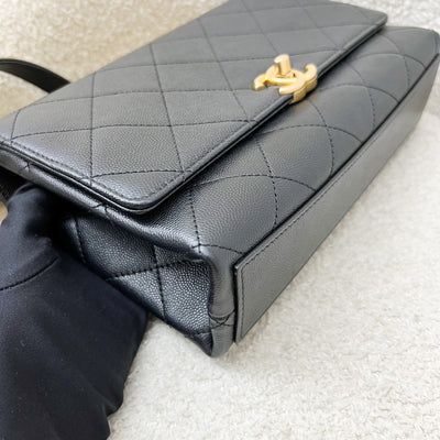 Chanel Bracelet Handle Small Flap in Black Caviar and AGHW