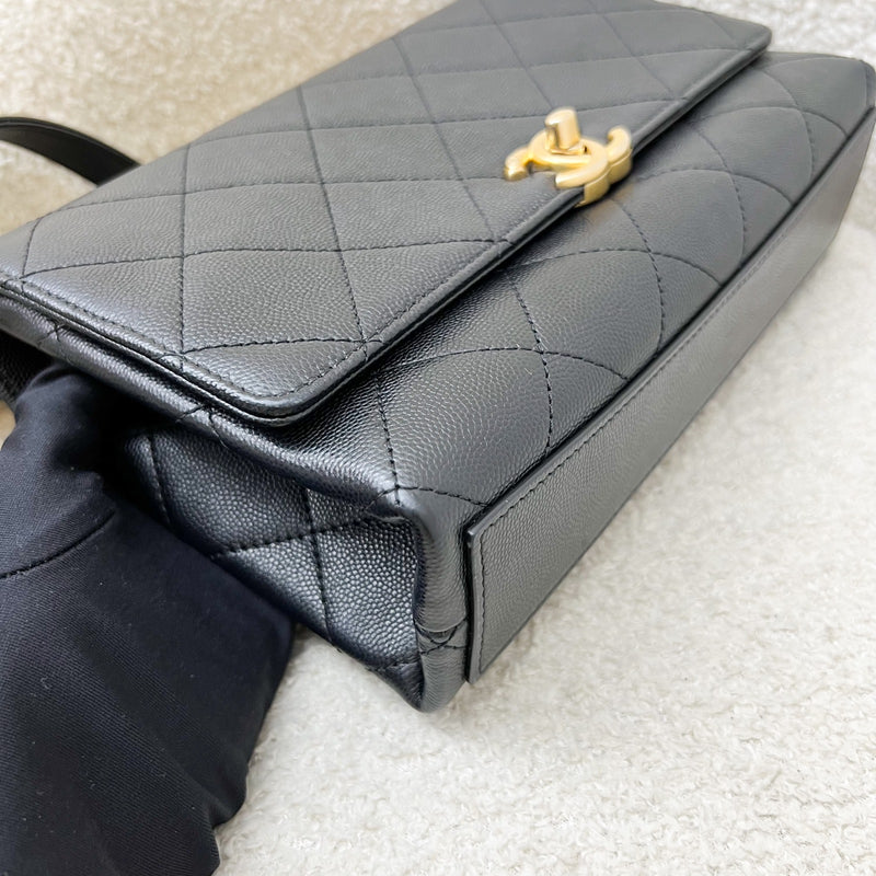 Chanel Bracelet Handle Small Flap in Black Caviar and AGHW