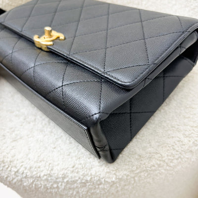 Chanel Bracelet Handle Small Flap in Black Caviar and AGHW