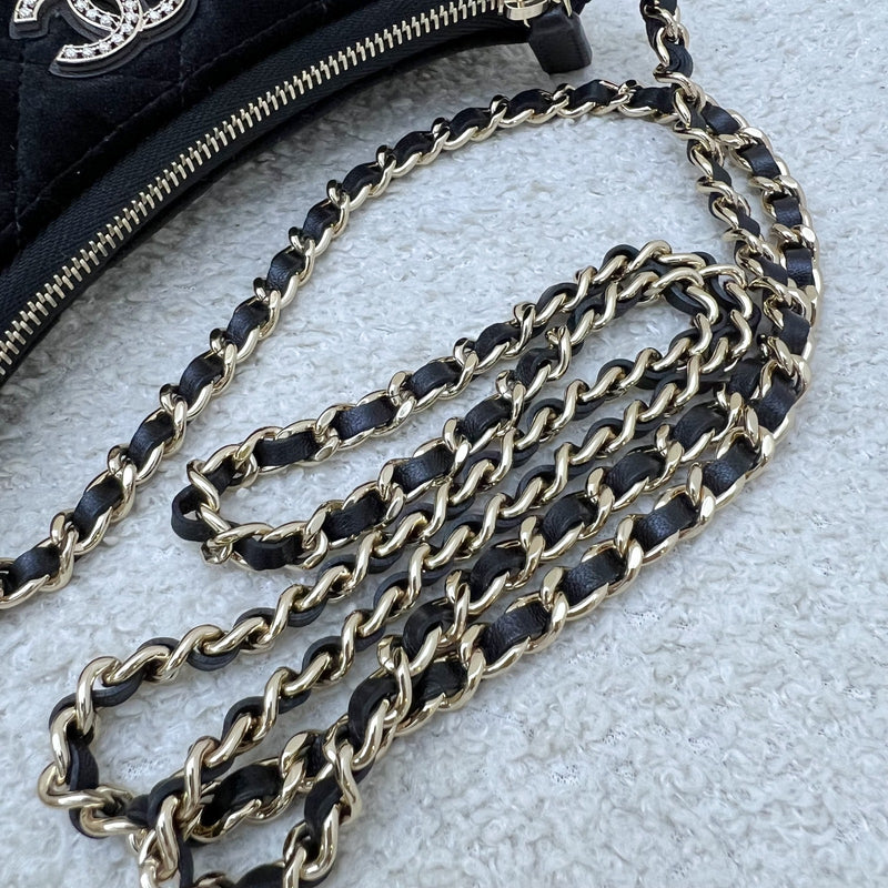 Chanel VIP Gift Crossbody Bag with Crystal Studded CC Logo in Black Velvet and LGHW