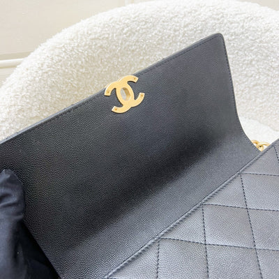 Chanel Bracelet Handle Small Flap in Black Caviar and AGHW