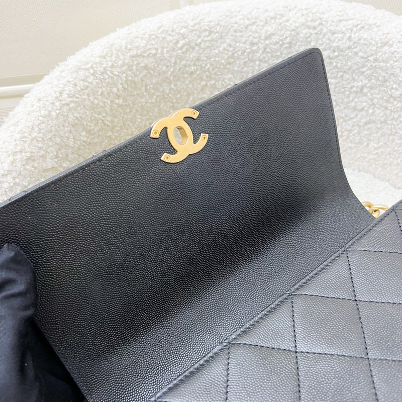 Chanel Bracelet Handle Small Flap in Black Caviar and AGHW