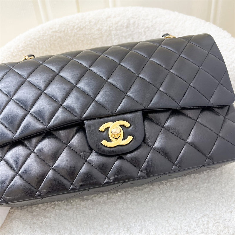 Chanel Medium Classic Flap CF in Black Lambskin and 24K GHW