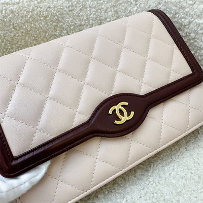 Chanel Seasonal Wallet On Chain WOC in Pink and Burgundy Lambskin and AGHW