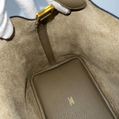 Hermes Picotin 18 in Beige Marfa Clemence Leather and GHW