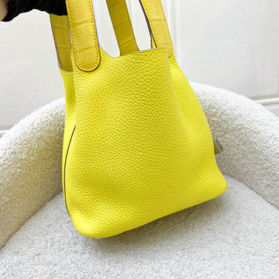 Hermes Picotin Touch 18 in Lime Clemence Leather, Mimosa Matte Alligator Leather and PHW