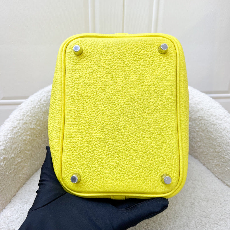 Hermes Picotin Touch 18 in Lime Clemence Leather, Mimosa Matte Alligator Leather and PHW
