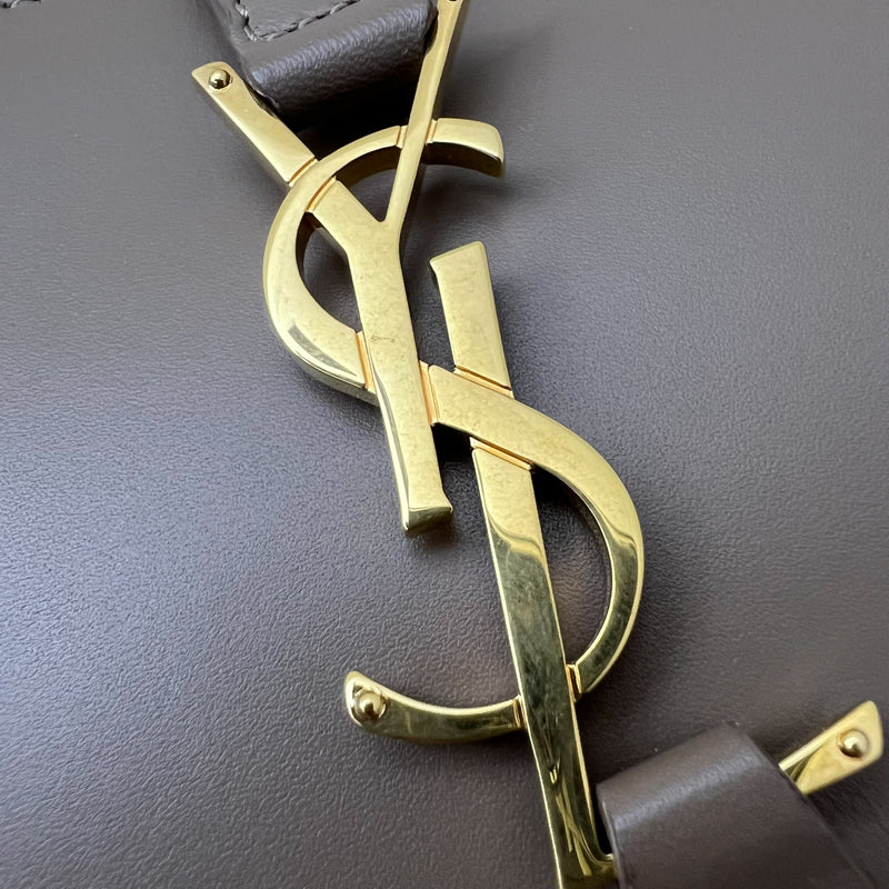 Saint Laurent YSL Le 5 à 7 Shoulder Bag in Taupe Smooth Calfskin and GHW