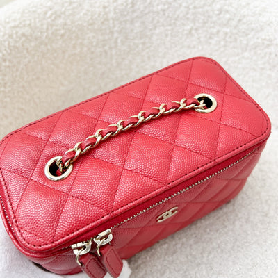 Chanel Classic Small Vanity in Raspberry Pink / Red and LGHW (Model: AP1341)