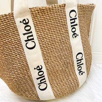 Chloé Large Woody Basket Tote Bag in Natural Fibers