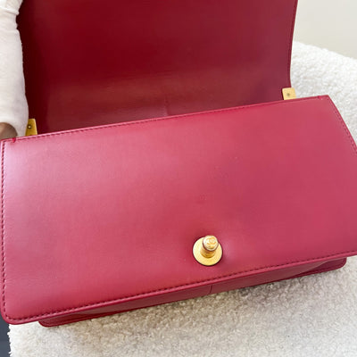 Chanel Medium 25cm Boy Flap in Dark Red Lambskin and AGHW