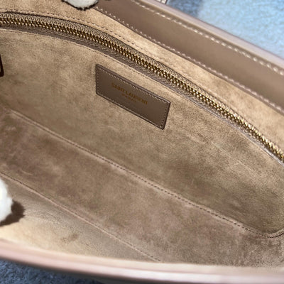 Saint Laurent YSL Le 5 à 7 Shoulder Bag in Taupe Smooth Calfskin and GHW