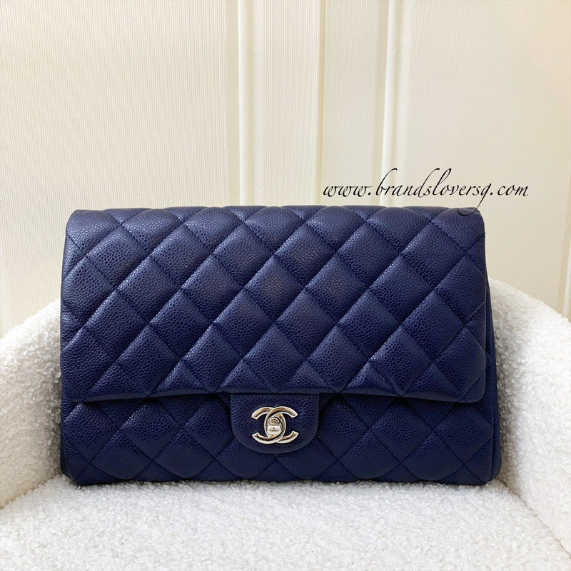 Chanel Timeless Clutch with Chain in Navy Caviar and SHW