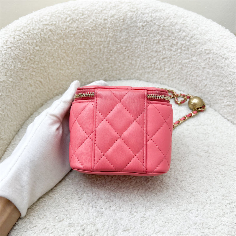 Chanel Pearl Crush Mini Cube Vanity in Coral Pink Lambskin and