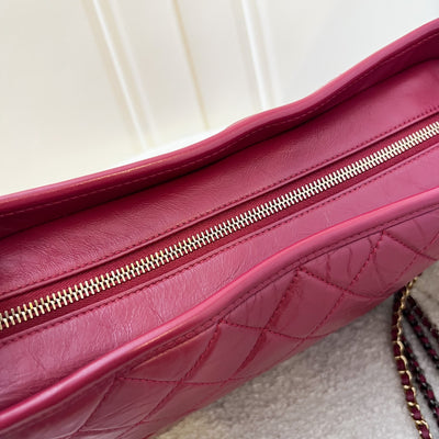 Chanel Medium (New Large) Gabrielle Hobo Bag in Dark Red Distressed Leather and 3-Tone HW