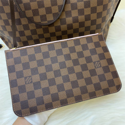 LV Neverfull MM in Damier Ebene Canvas, Pink Interior and GHW (Model: N41603)