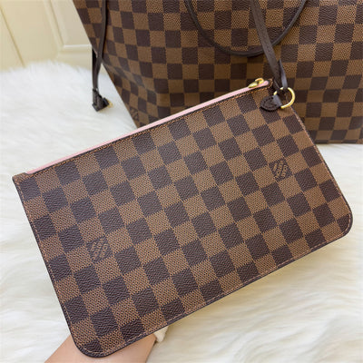 LV Neverfull MM in Damier Ebene Canvas, Pink Interior and GHW (Model: N41603)