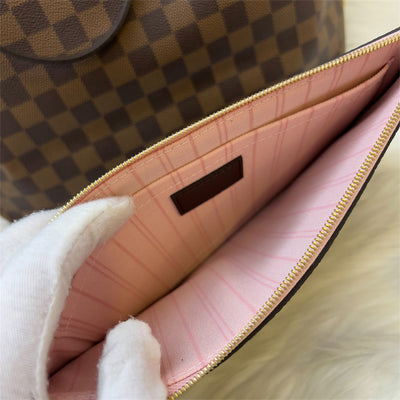 LV Neverfull MM in Damier Ebene Canvas, Pink Interior and GHW (Model: N41603)