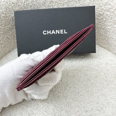 Chanel Seasonal Flat Card Holder in Red Distressed Calfskin and AGHW