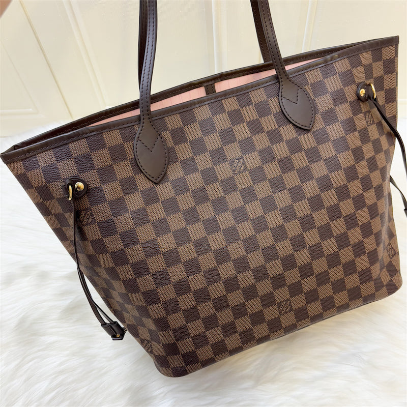 LV Neverfull MM in Damier Ebene Canvas, Pink Interior and GHW (Model: N41603)