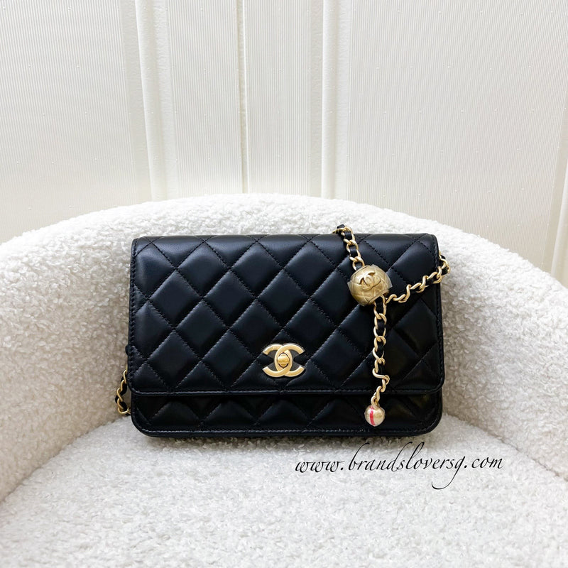 Chanel Pearl Crush Wallet on Chain WOC in Black Lambskin and AGHW