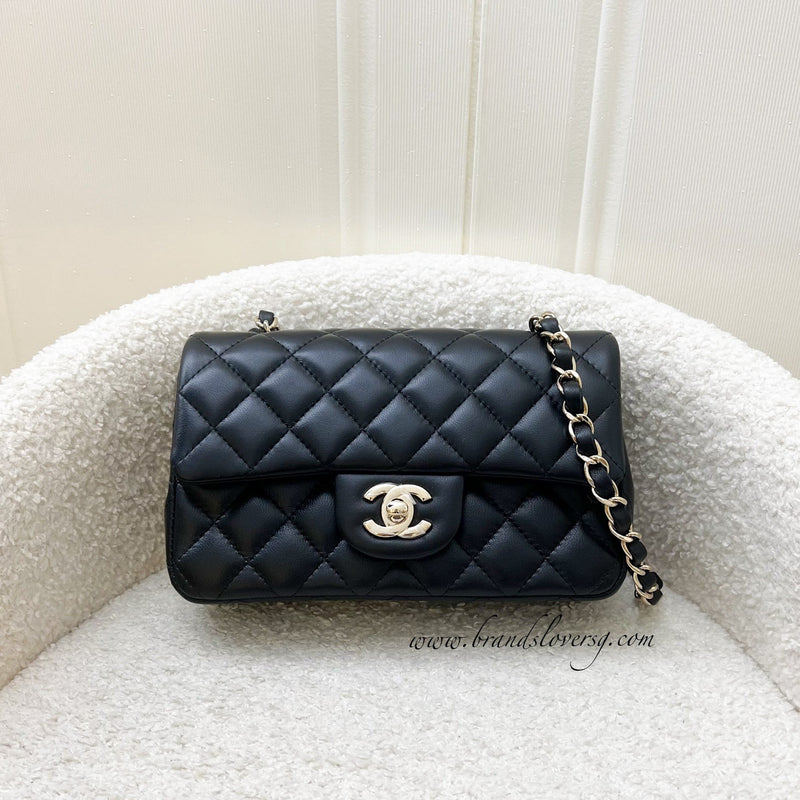 Chanel Classic Mini Rectangle Flap in Black Lambskin and LGHW