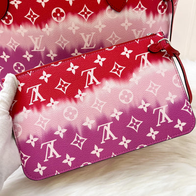 LV Neverfull MM with Detachable Pouch in Red / Pink Escale Monogram Canvas SHW