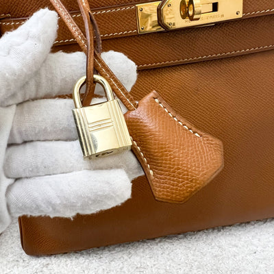 Hermes Vintage Kelly 28 in Gold Courcheval (Epsom) Leather and GHW