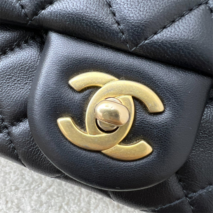Chanel Pearl Crush Square Mini Flap in Black Lambskin and AGHW