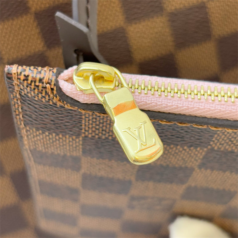 LV Neverfull MM in Damier Ebene Canvas, Pink Interior and GHW (Model: N41603)