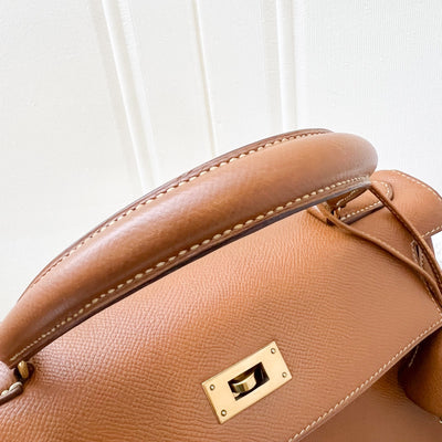 Hermes Vintage Kelly 28 in Gold Courcheval (Epsom) Leather and GHW