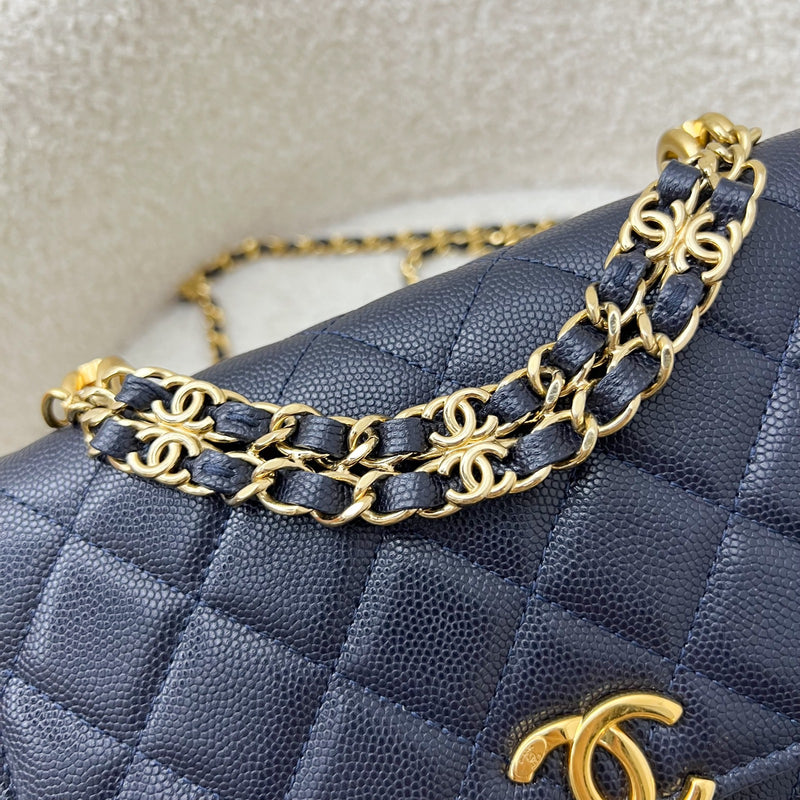 Chanel 22K Coco First Wallet on Chain WOC in Dark Blue Caviar and GHW