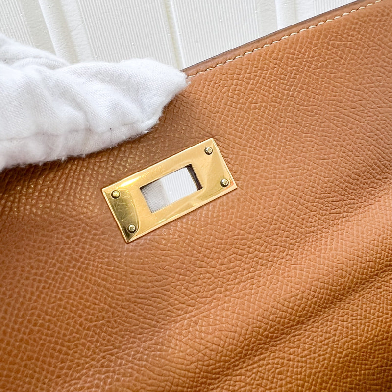 Hermes Vintage Kelly 28 in Gold Courcheval (Epsom) Leather and GHW