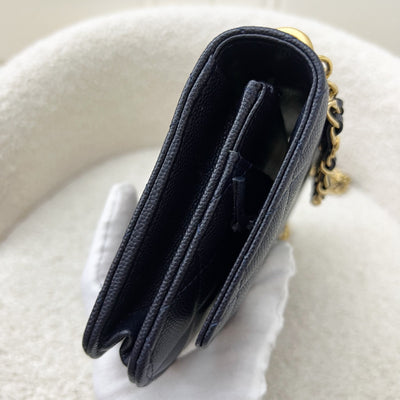 Chanel 22K Coco First Wallet on Chain WOC in Dark Blue Caviar and GHW