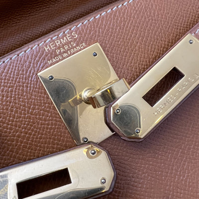 Hermes Vintage Kelly 28 in Gold Courcheval (Epsom) Leather and GHW