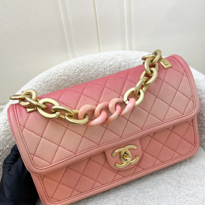 Chanel Seasonal Flap Bag in Ombre Pink and Orange Caviar and AGHW