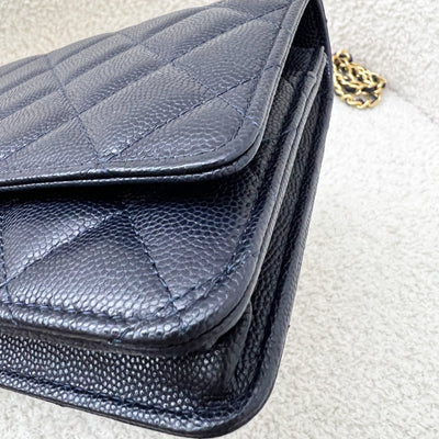 Chanel 22K Coco First Wallet on Chain WOC in Dark Blue Caviar and GHW