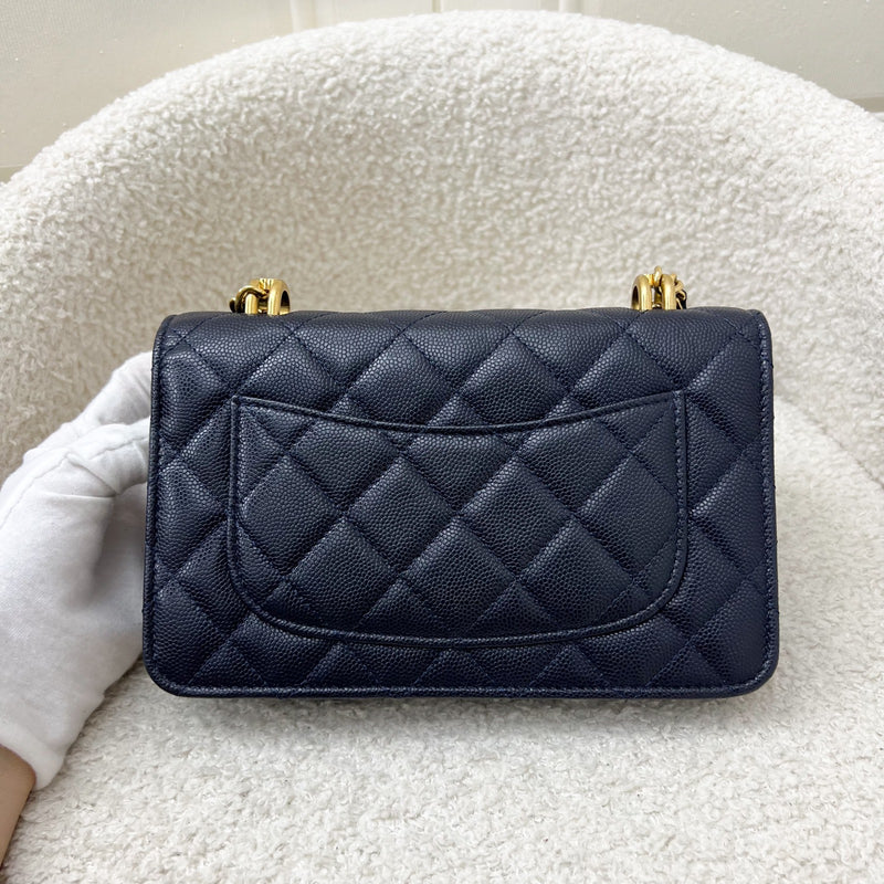 Chanel 22K Coco First Wallet on Chain WOC in Dark Blue Caviar and GHW