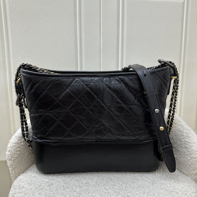 Chanel Medium (New Large) Gabrielle Hobo Bag in Black Distressed Leather and 3-Tone HW